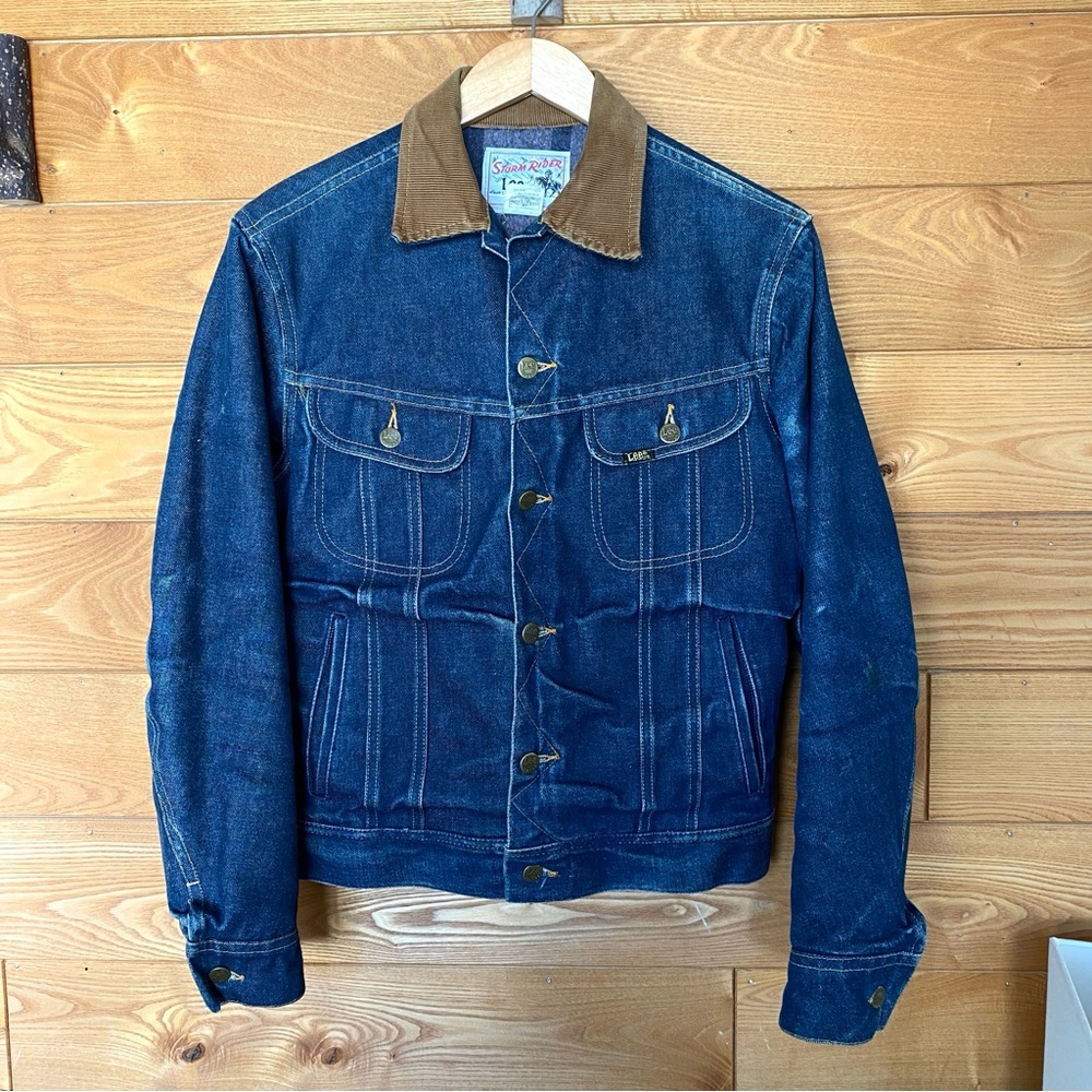 Vintage Lee Storm Rider Blanket Lined Denim Jacket with Corduroy Collar